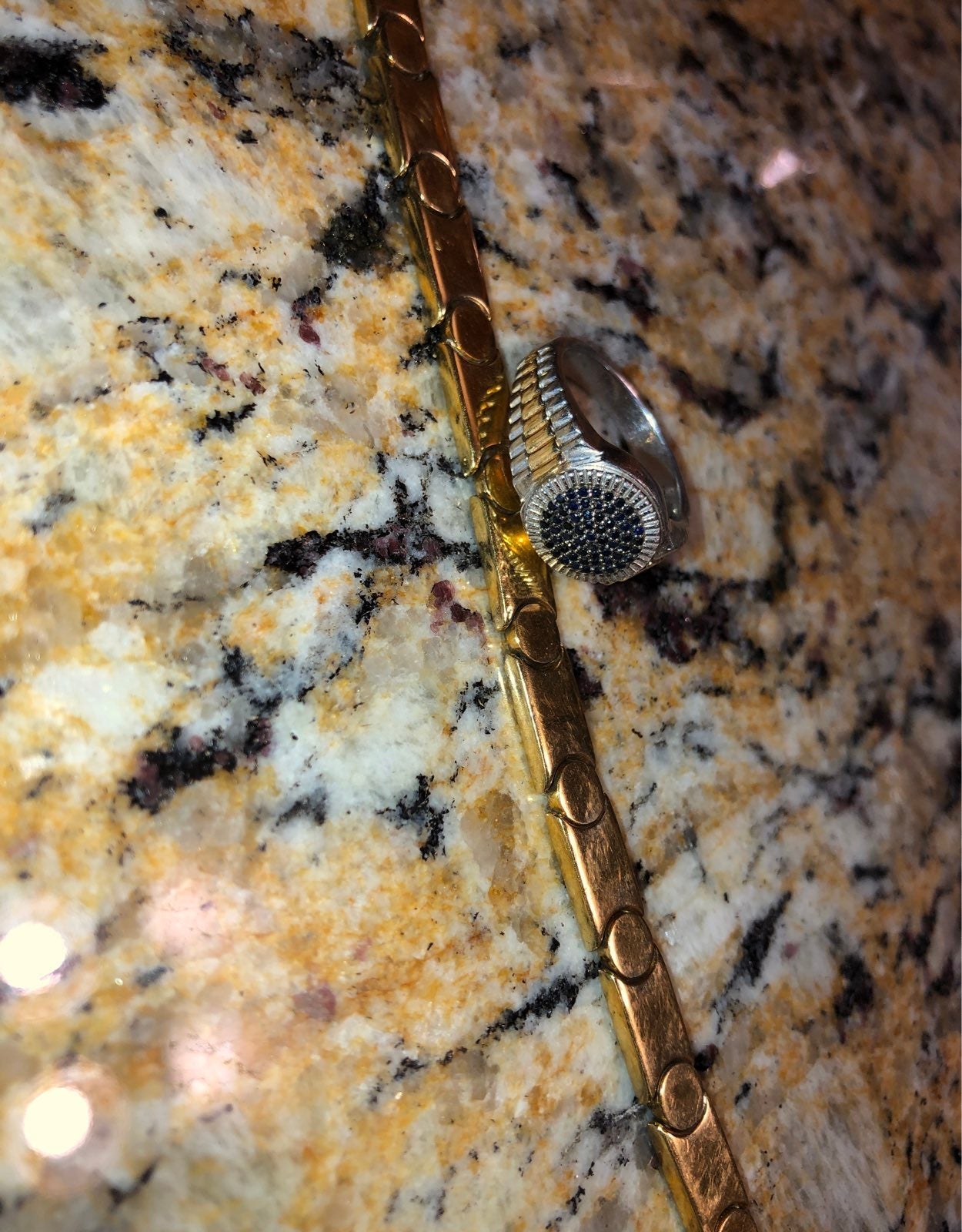 14K White gold Ring, & Gold plated Bracelet