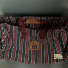 American Eagle Vintage Canvas Striped Rolling Duffle Travel Bag Luggage RARE Y2K