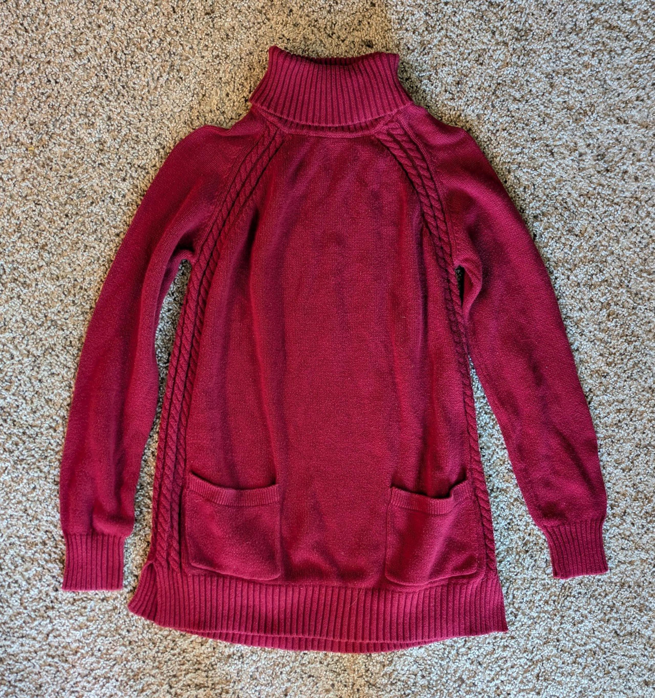 Red turtleneck sweater