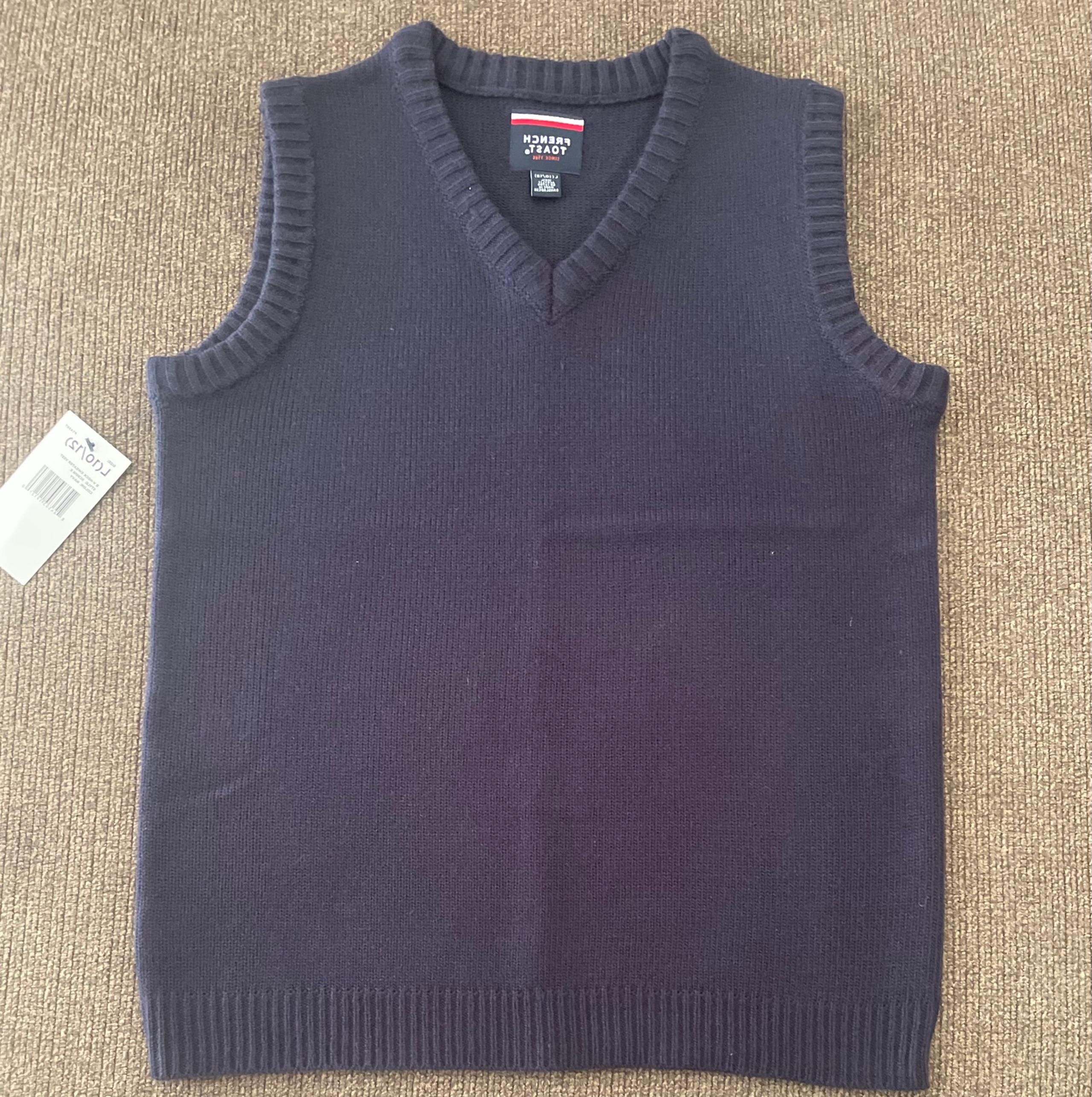 NWT Boys French Toast Sleeveless Sweater Vest ~ Size L 10/12 ~ Navy Blue