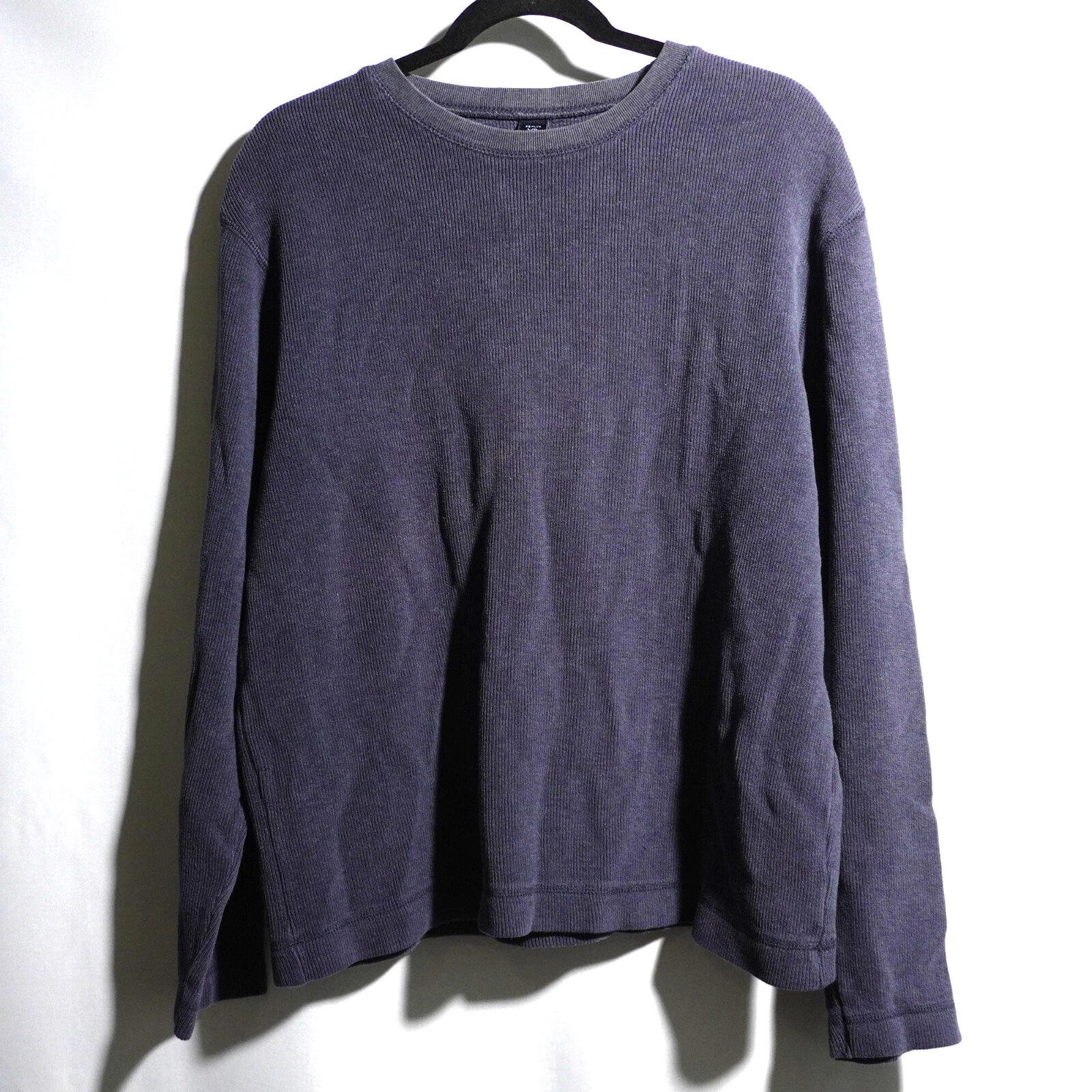 VTG 90s Gap Navy Blue Round Neck 100% Cotton Ribbed Sweatshirt Fade Mens L Y2K