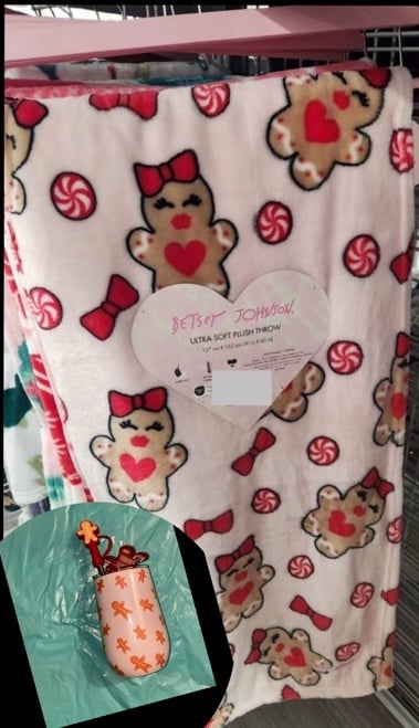 Betsey Johnson gingerbread throw plus Gingerbread tumbler