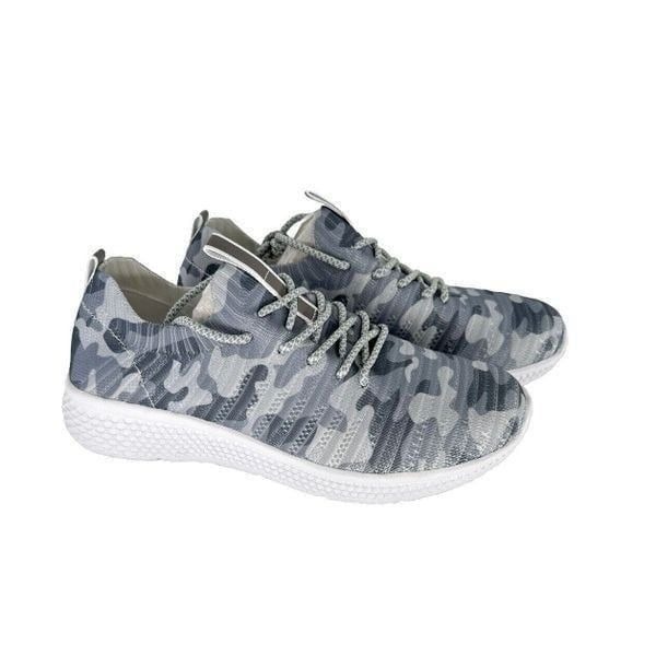 J/Slides Urban Sport Dyann Grey Camo Knit Stretch Sneakers Women’s 10M NIB