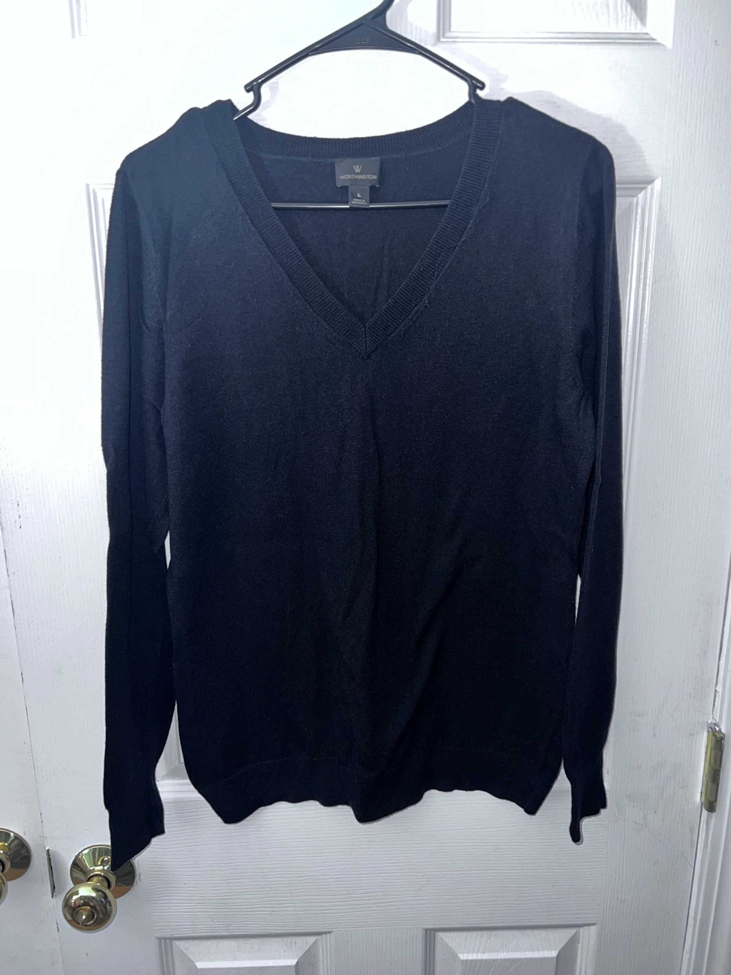 Worthington Women’s Crew Neck Black Sweater Size Large