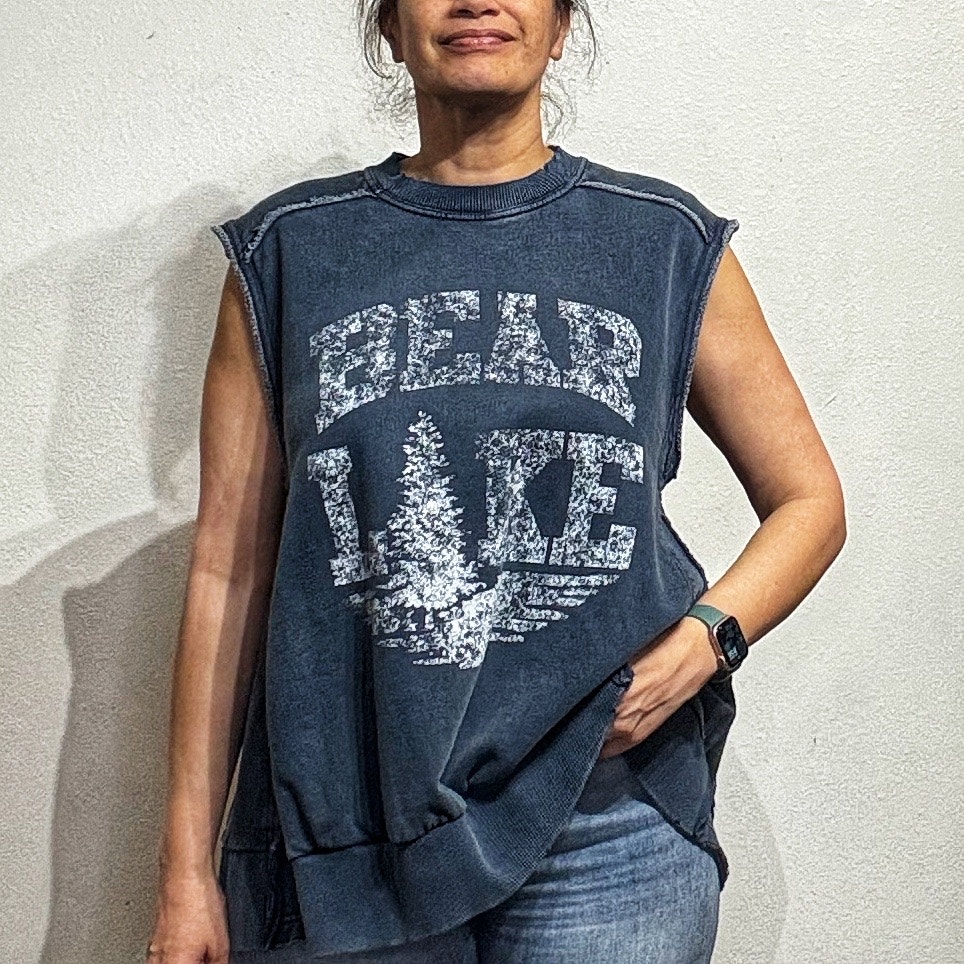 Free People Washed Black Lakeside Graphic Sweat Sz XS