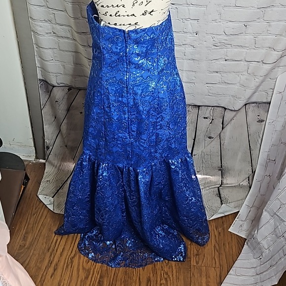 Amore Vintage 80's Strapless Sequins Mermaid Midi Length Prom Evening Gown - detail