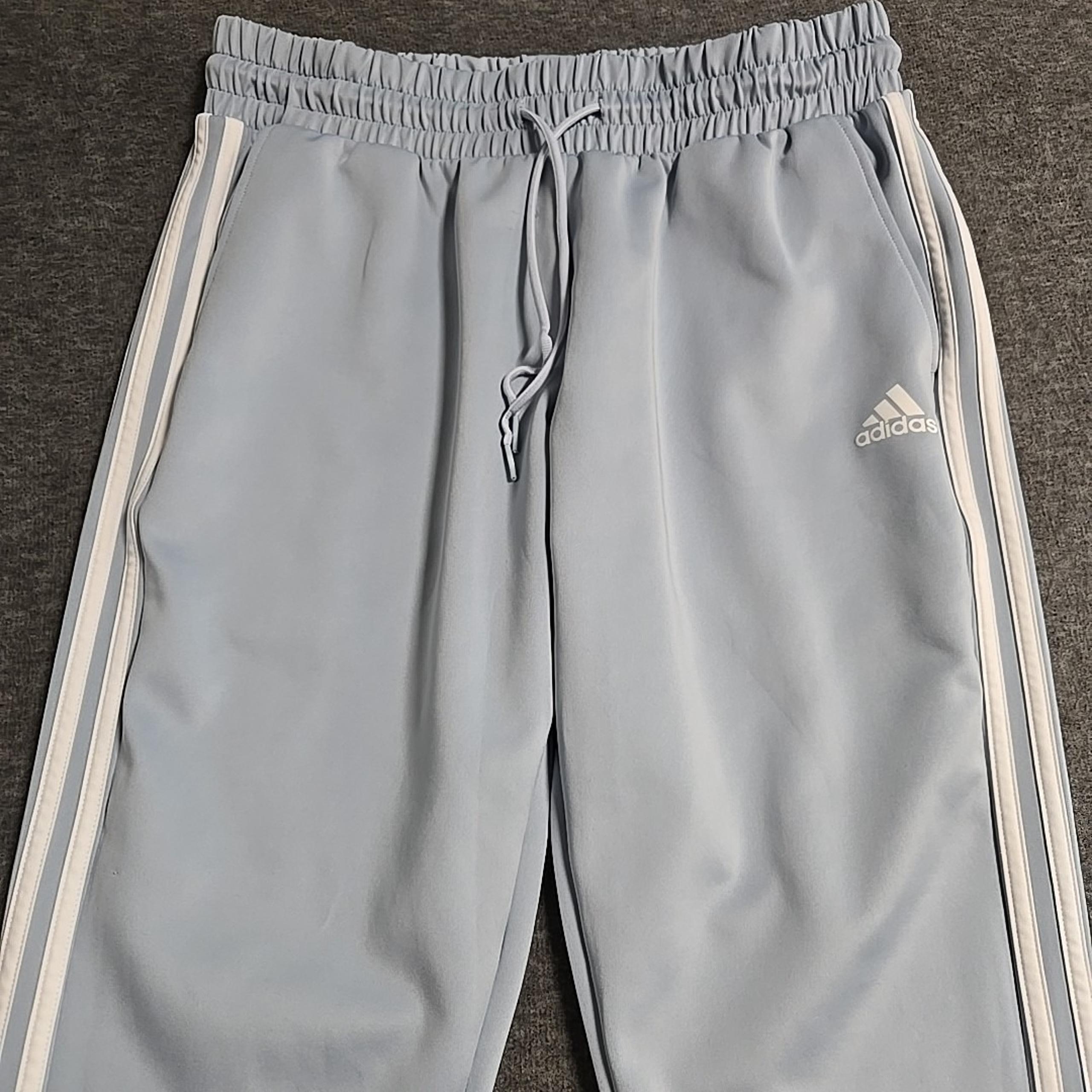 Adidas Track Pants Womens Blue Large Regular Fit 3-Stripe Aeroready Athletic