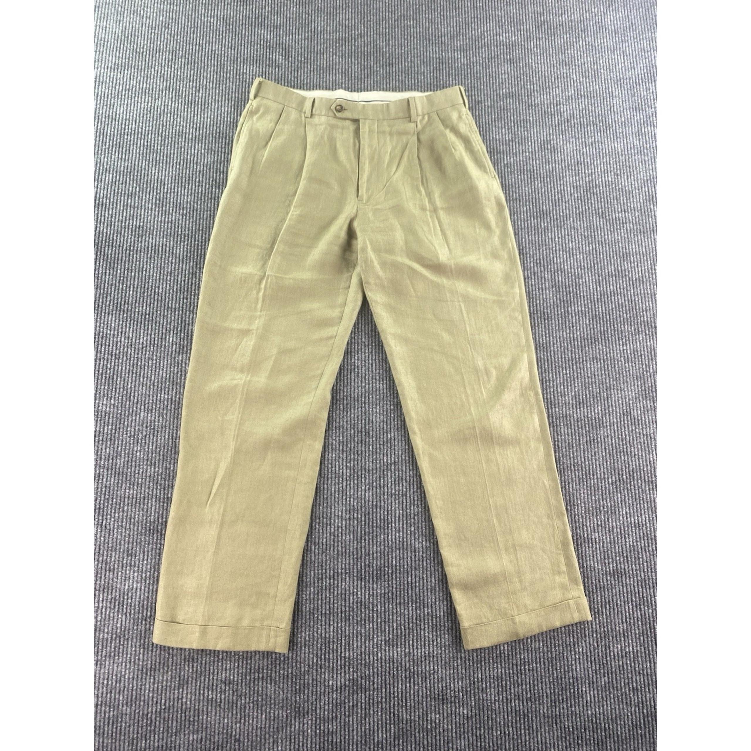 Brooks Brothers Pants Men 36x32 Beige Linen Solid Baird McNutt Irish Designer