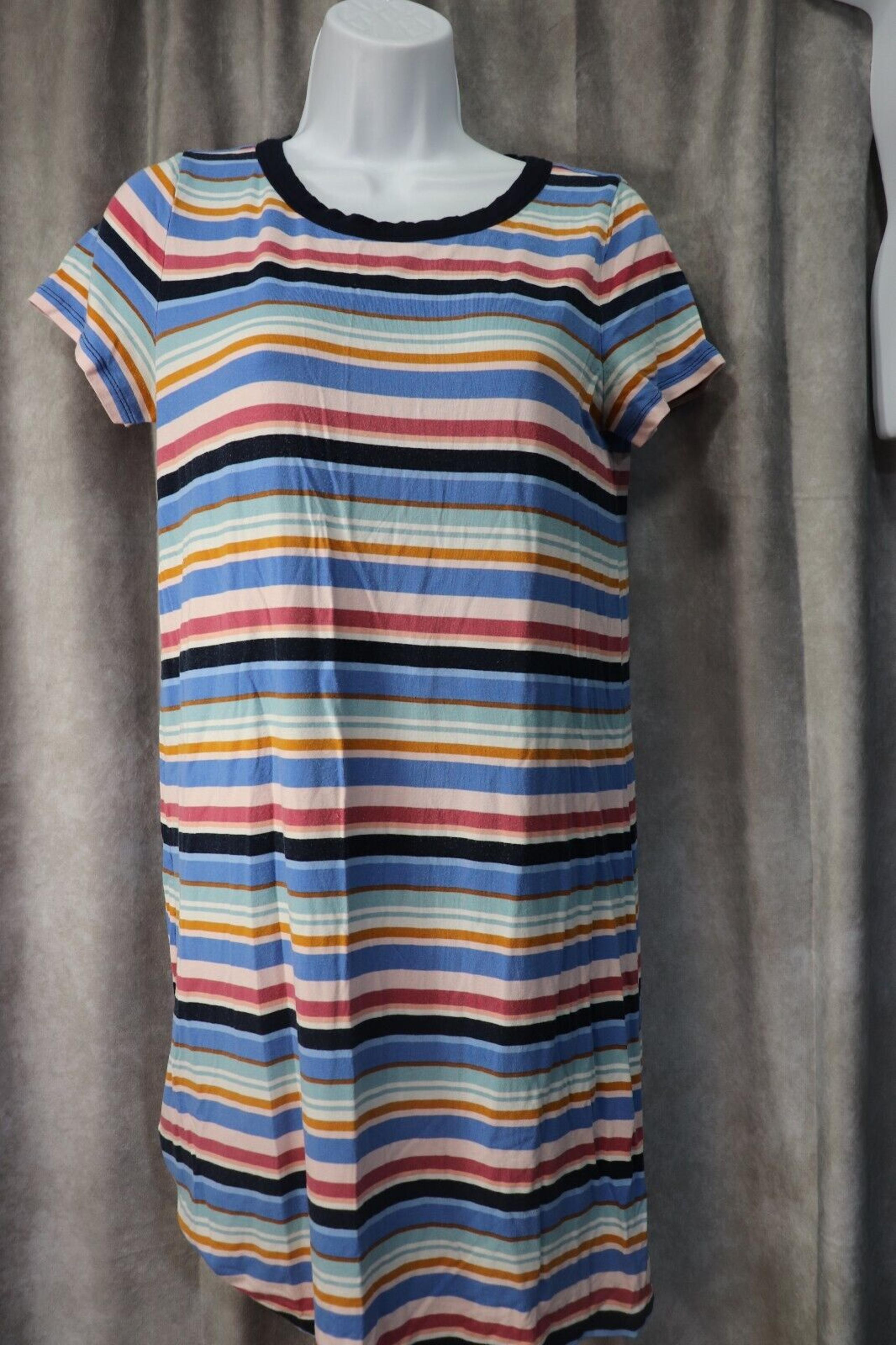 Loft Women's Multicolor Striped Short Sleeve T-Shirt Dress Size XS