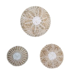 3pcs Wall Basket Decor Hanging Natural Woven Seagrass Flat Baskets Boho Decor