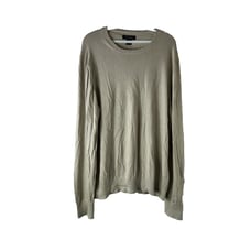 VTG Y2K Mens XL Silk Knit Lightweight Crewneck Sweater Beige Rockabilly