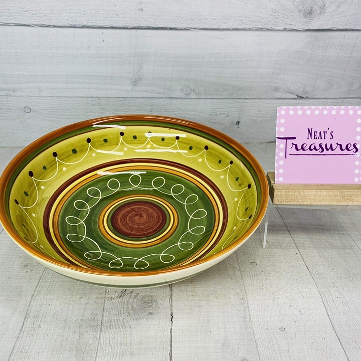 Pier 1 One ETRUSCO Earthenware Swirl Dot Italy Large Salad Pasta Serving Bowl
