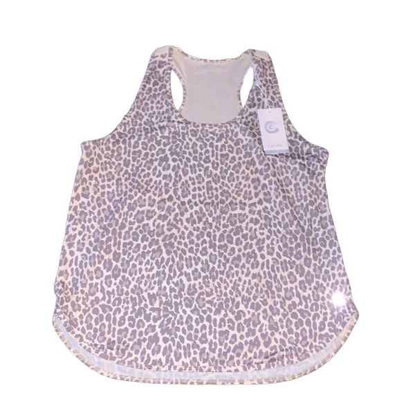 Calme by Johnny Was Muted Gray Leopard Effect Racerback Tank XL