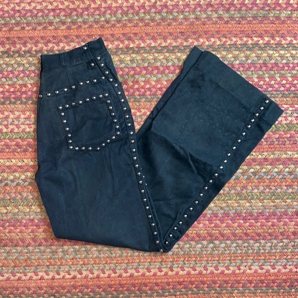 VINTAGE BLACK STUDDED WIDE LEG WESTERN JEANS