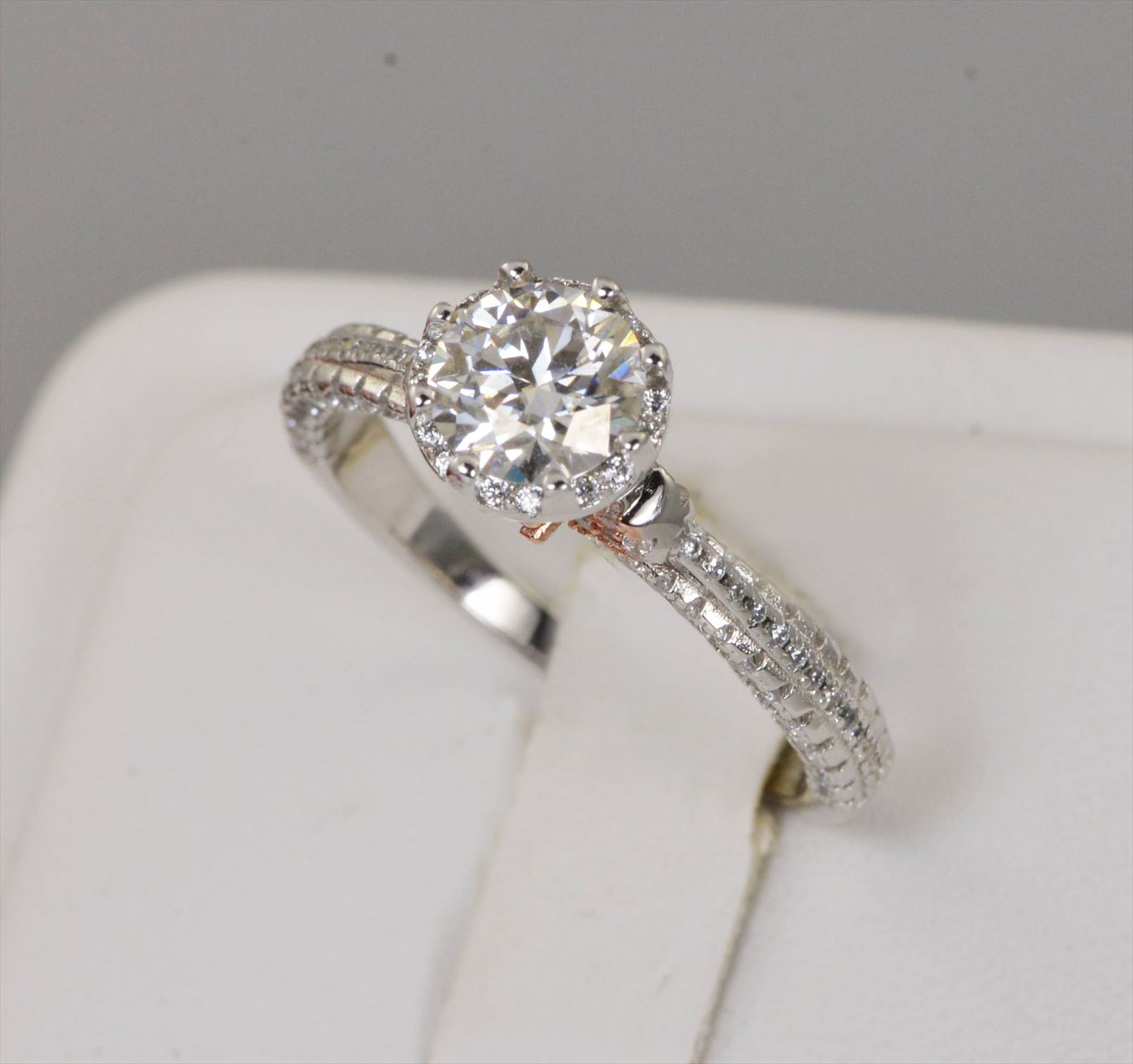 GRA Certified Moissanite Diamond 1ct 2Tone Engagement Ring sz 6 #10