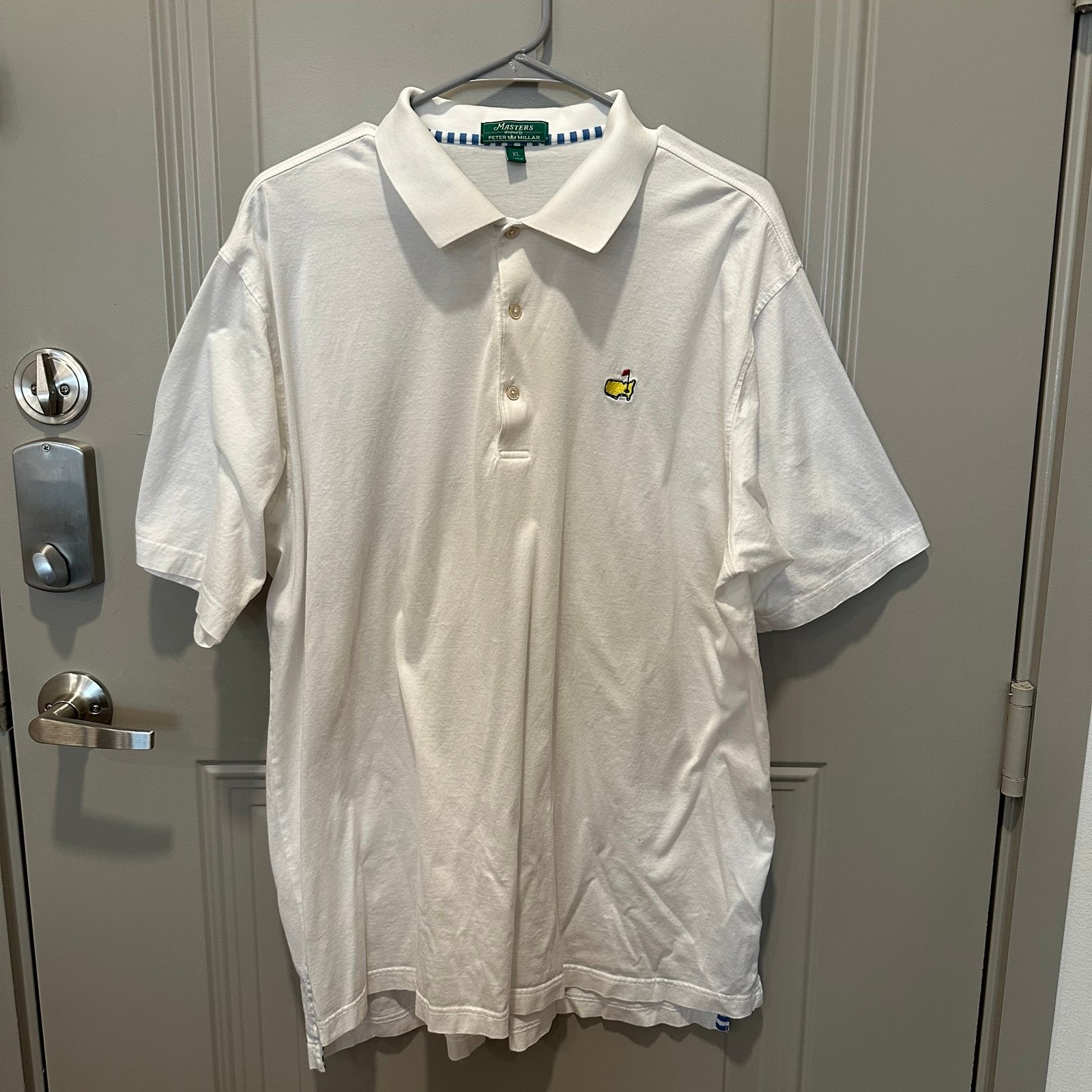 Masters Peter Millar Polo Short Sleeve Shirt Golf Size XL Extra Large White