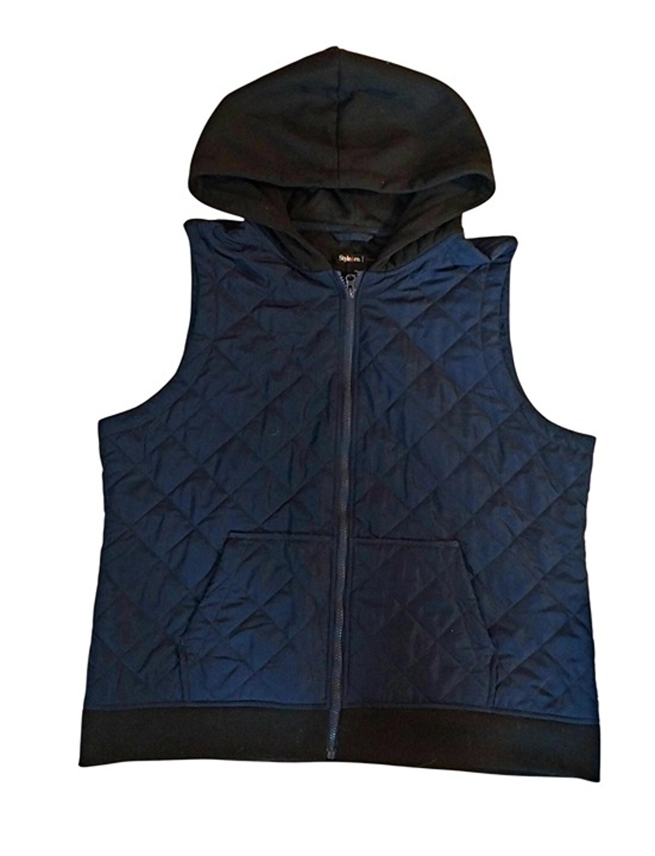 Style & Co. Sport Womens Quilted Hooded Vest XL Polyester & Rayon Blend Black &