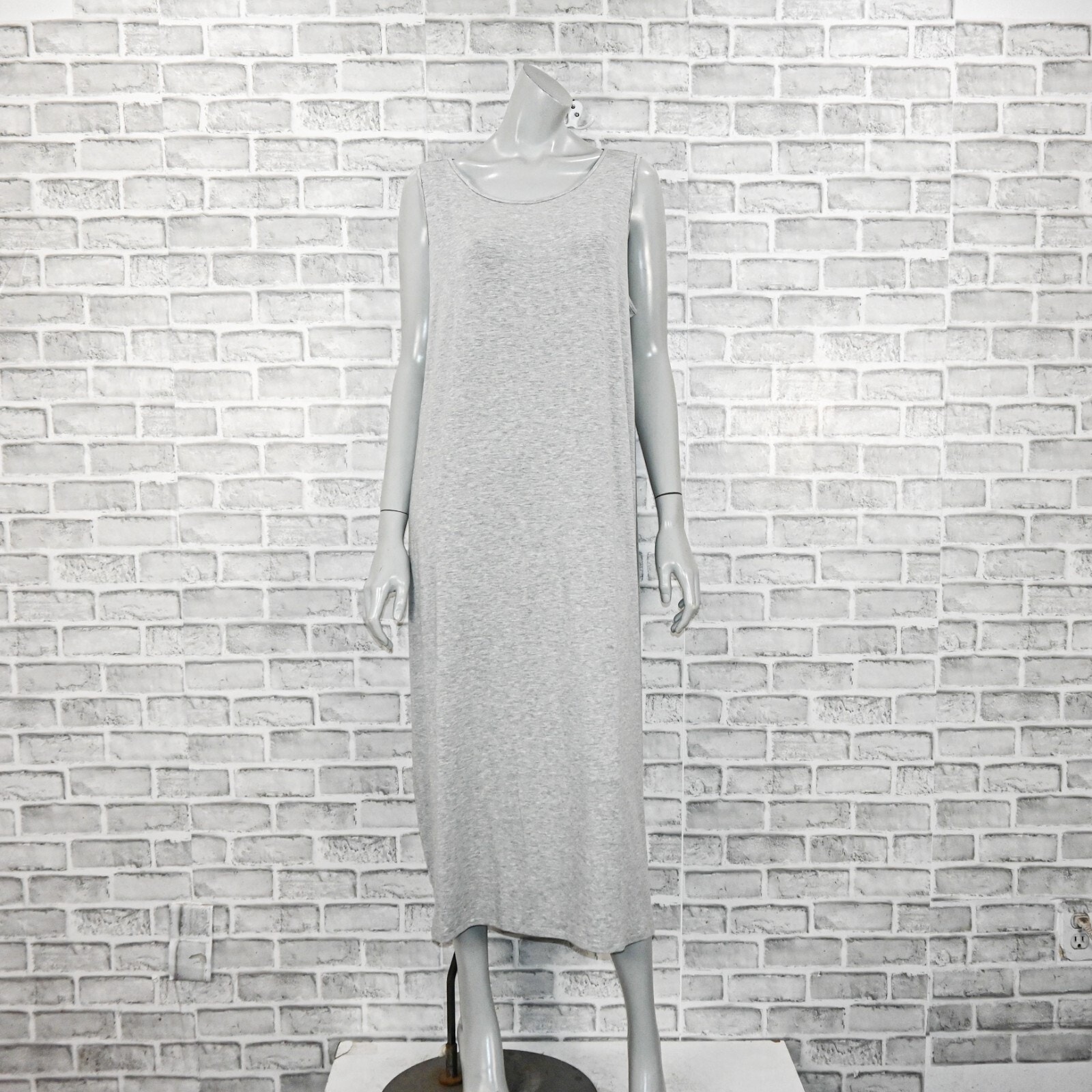Eileen Fisher Women's Fine Jersey Tank Dress Jewel Neck Heather grey 1X