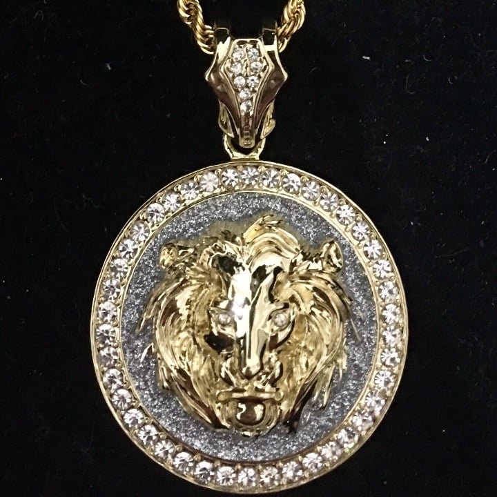 BIG LION DIAMONDS CZ 18K GOLD ROPE CHAIN