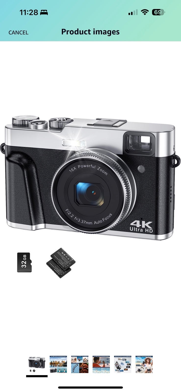 4K Digital Camera for Photography Autofocus 48MP Vlogging Camera for YouTube 16X