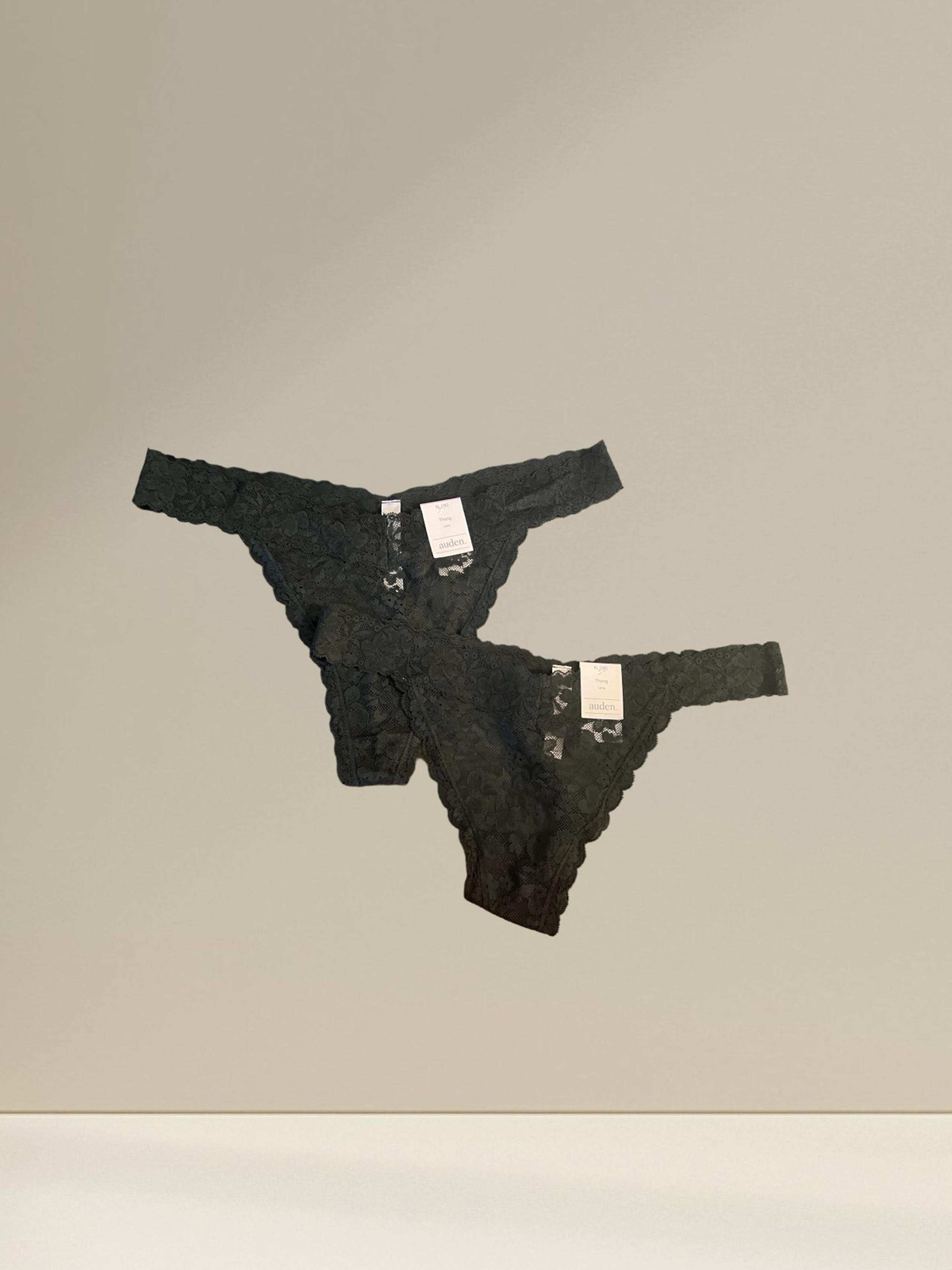 Womens Panties Auden XL 16 Lot of 2 Pair Black Lace Thong New NWT
