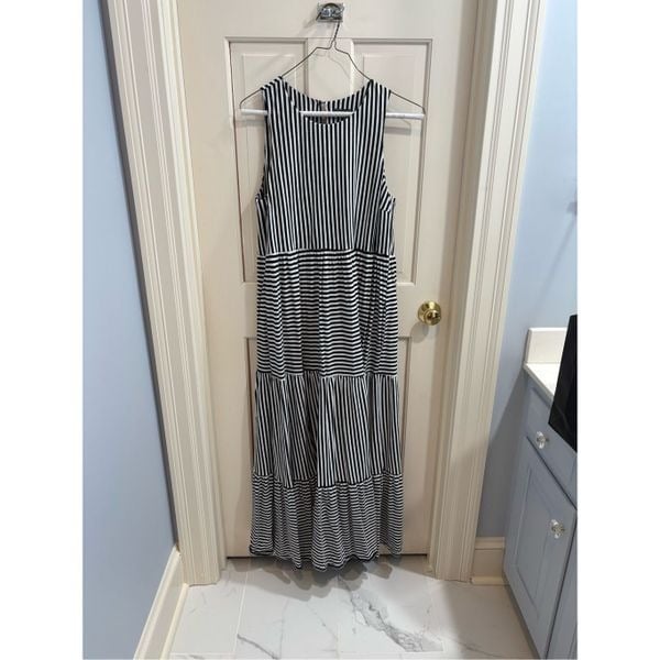 MDS Stripes Knit Georgia striped peasant dress