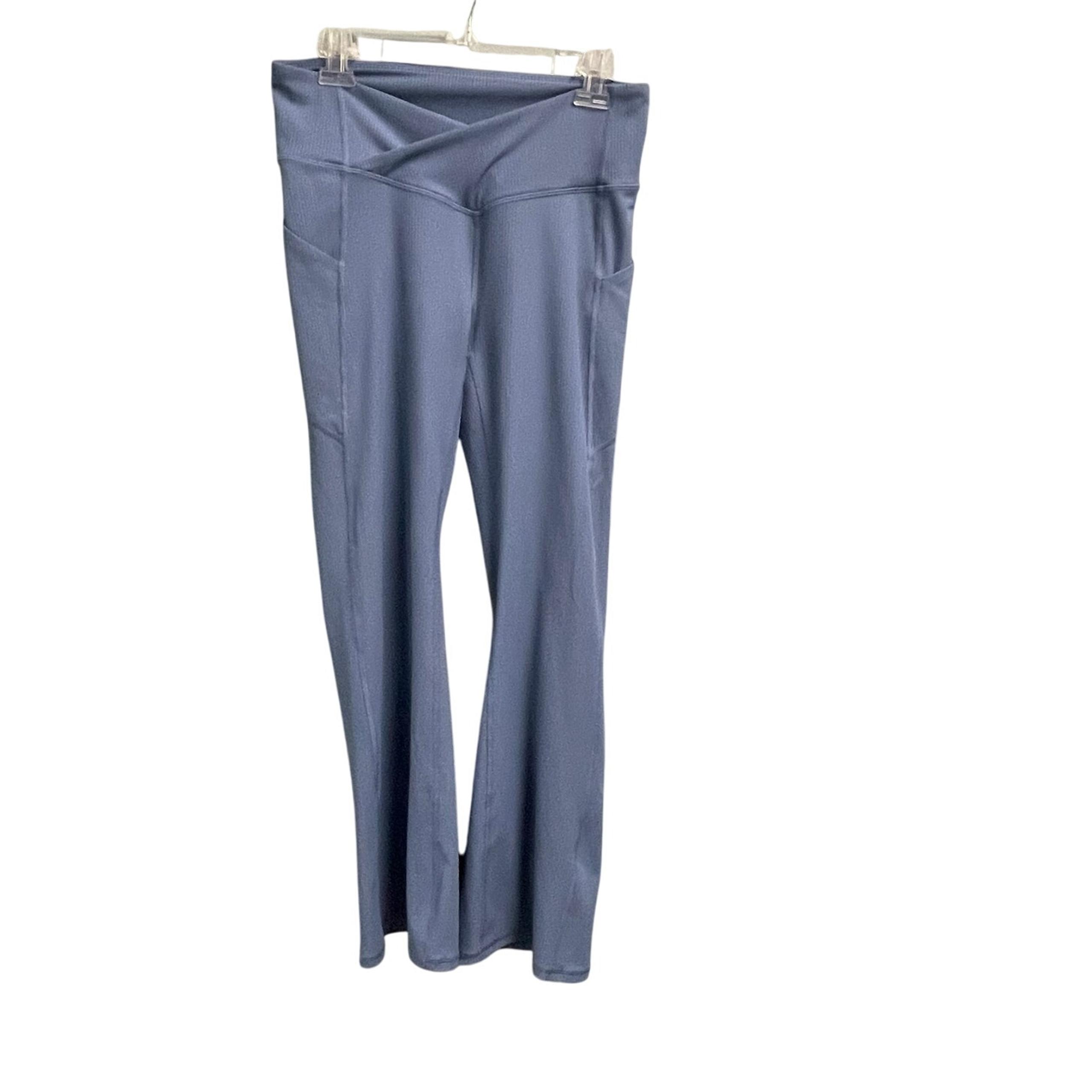Fabletics Oasis Crossover Rib Kick Flare Blue Large Leggings NWOT Athleisure