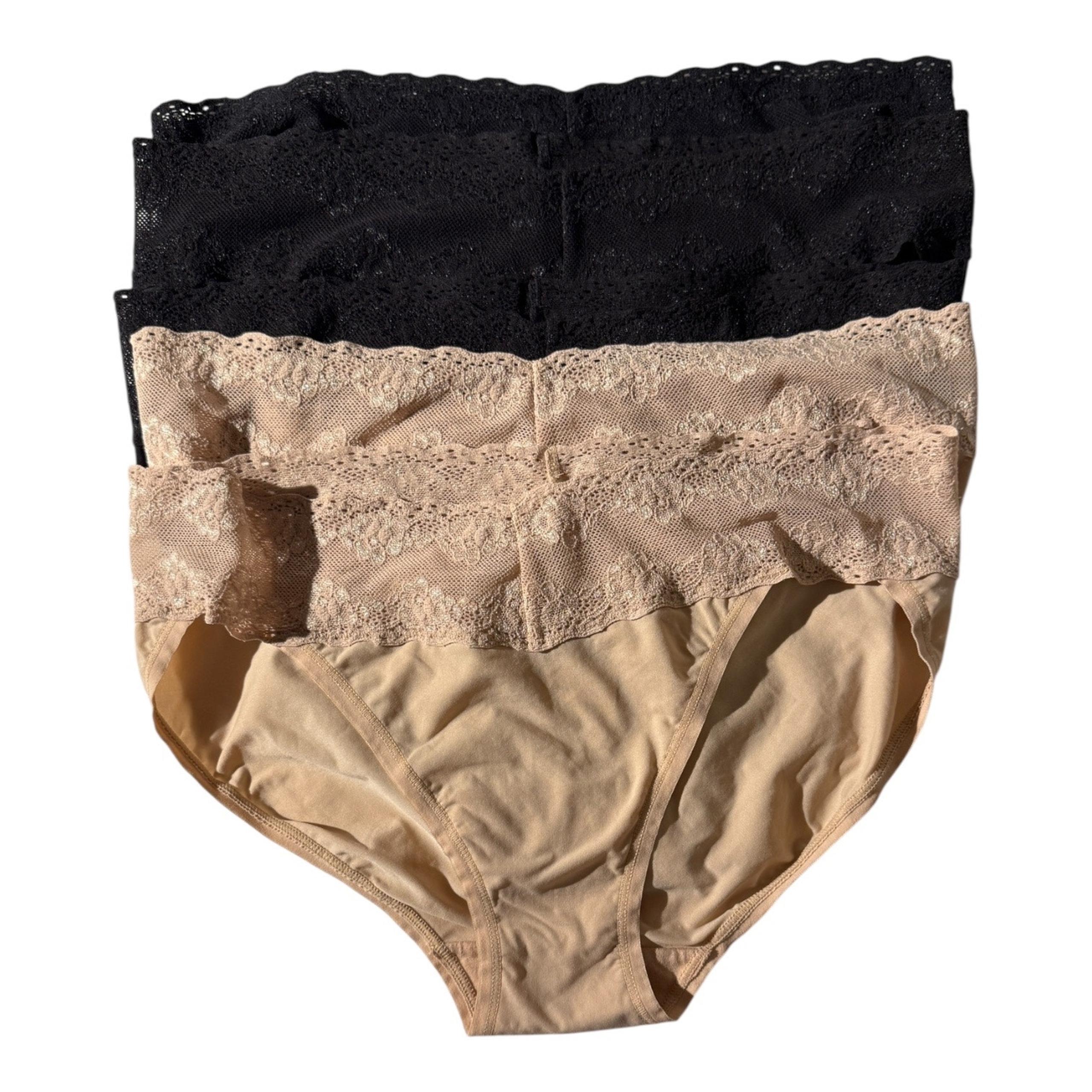 Natori 756092 Bliss Perfection Lace-Waist Bikini Underwear v-kini panty size OS