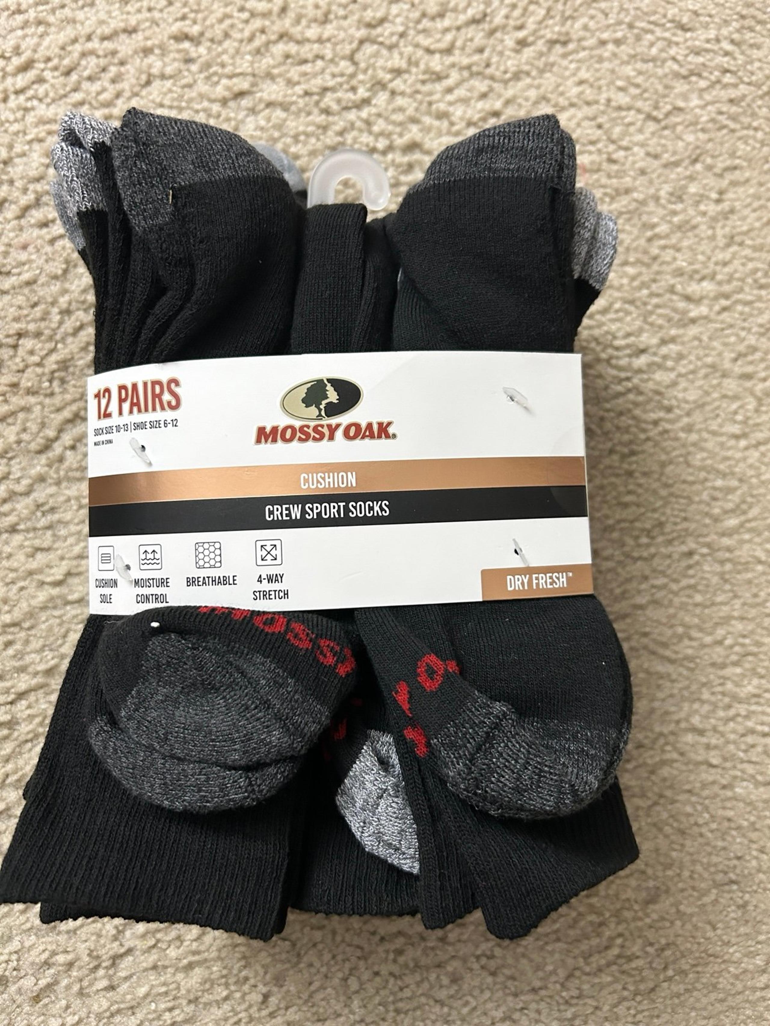 NWT Mossy Oak cushioned sport crew socks 12 pairs