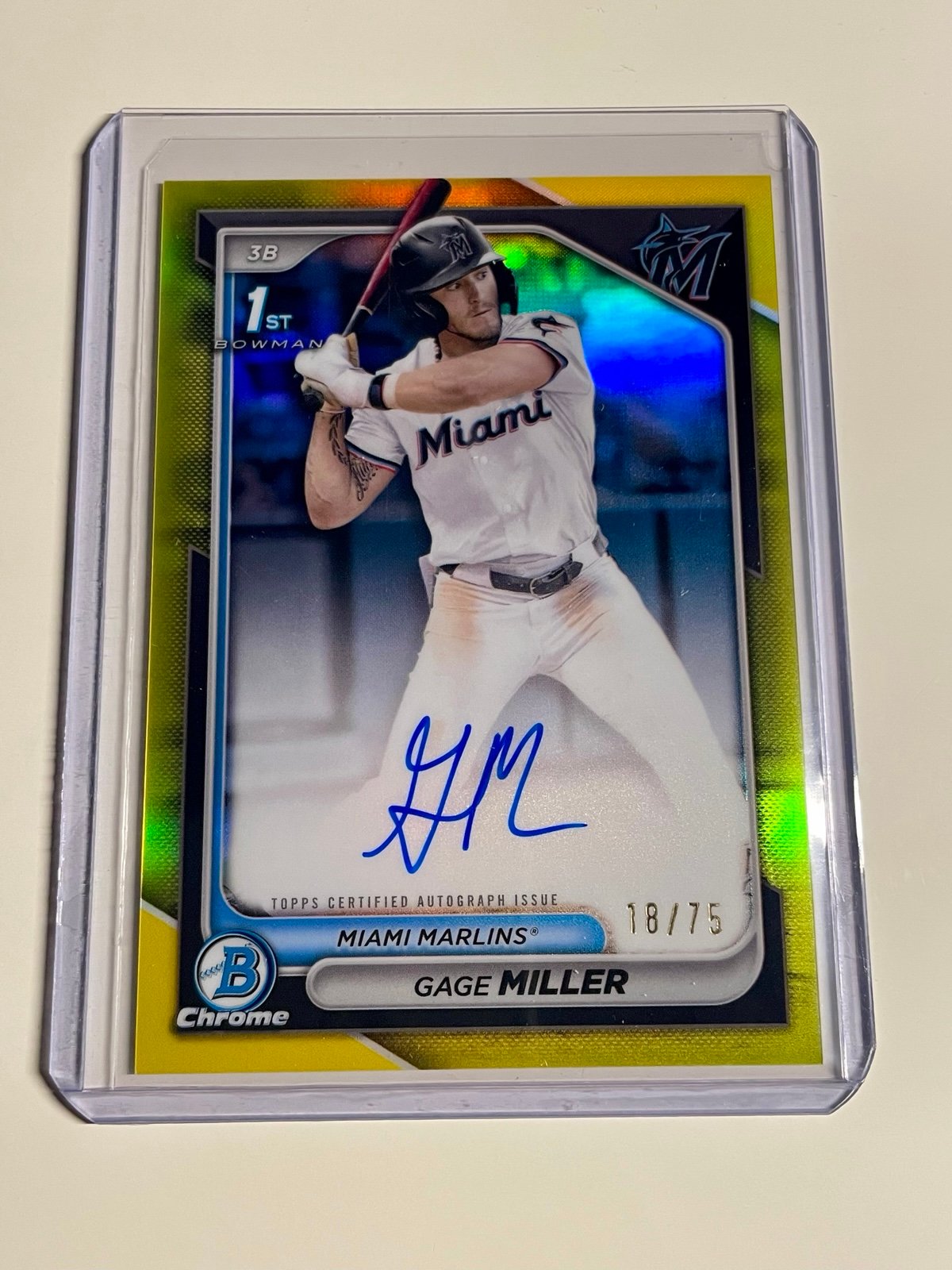 2024 Bowman - Chrome Prospect Auto Yellow Refractor /75 #CPA-GM Gage Miller