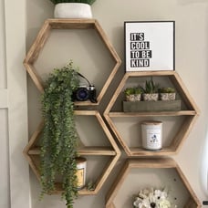 New Honeycomb Wood Stained Shelfs 4 piec