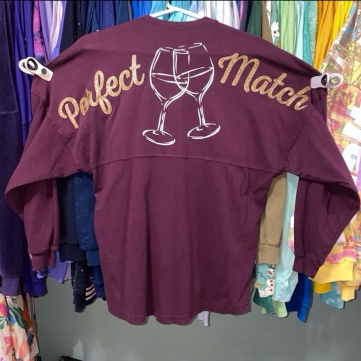Disney parks food & wine festival perfect match wine glass spirit jersey XS