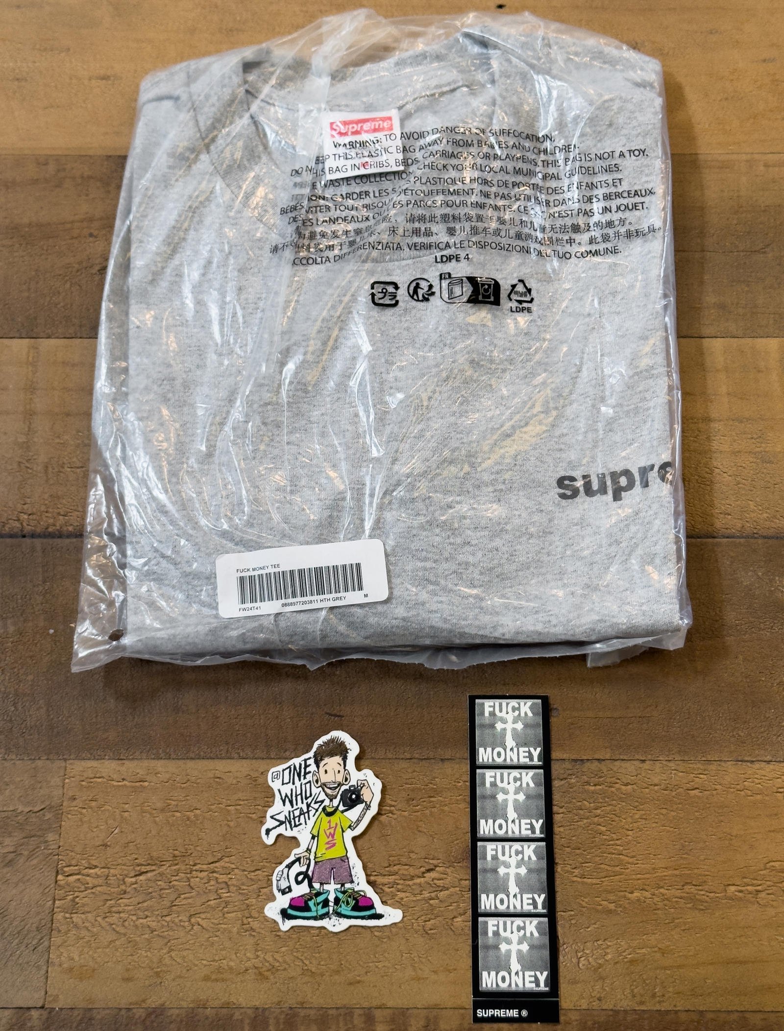 Supreme F*ck Money Tee & Sticker Size Medium