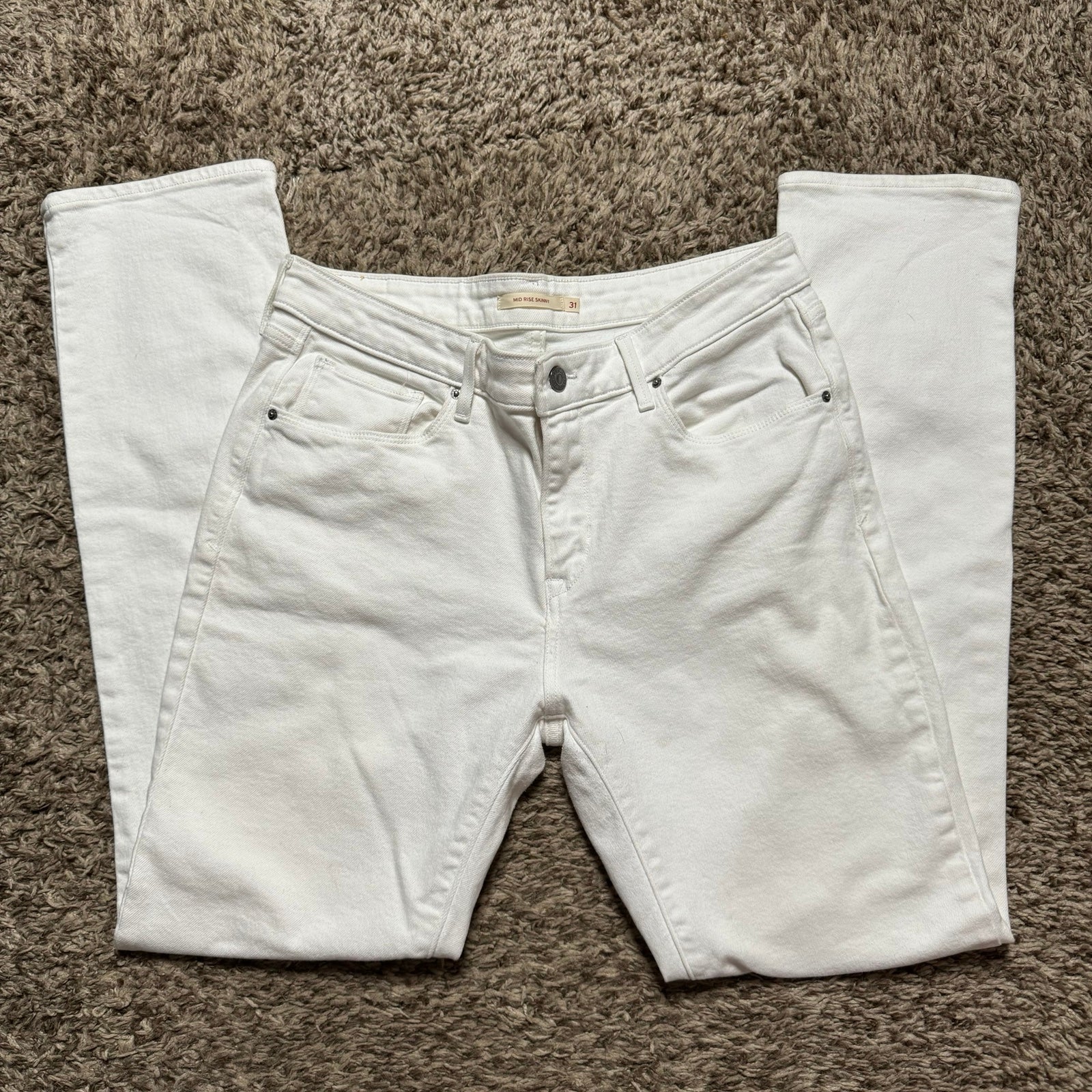 White Levi straight jeans