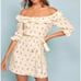Reformation Indio Dress Off-the-Shoulder Off-White Yellow Flowers 100% Linen XS