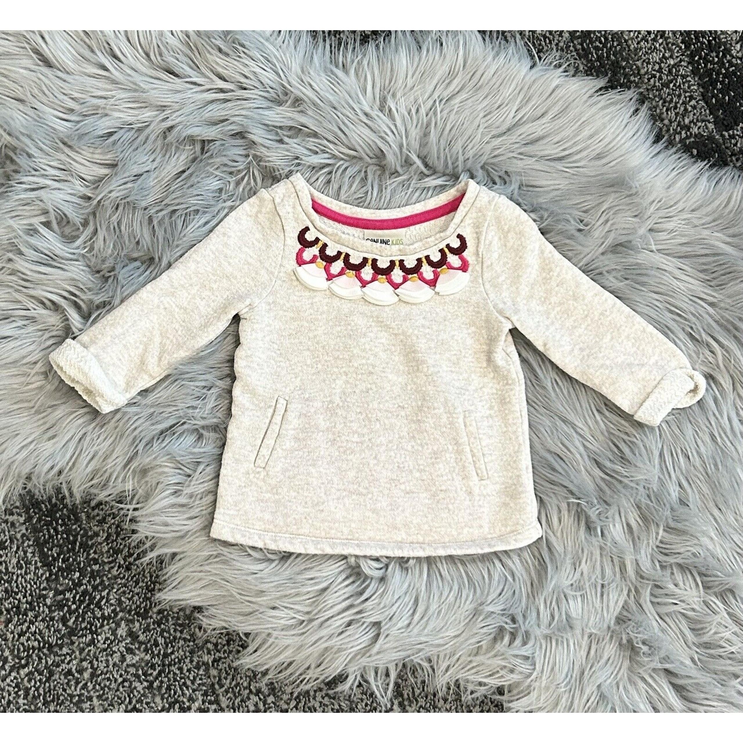 OshKosh Infant Girls Oatmeal Heather Long-Sleeve Pullover Shirt - 12M