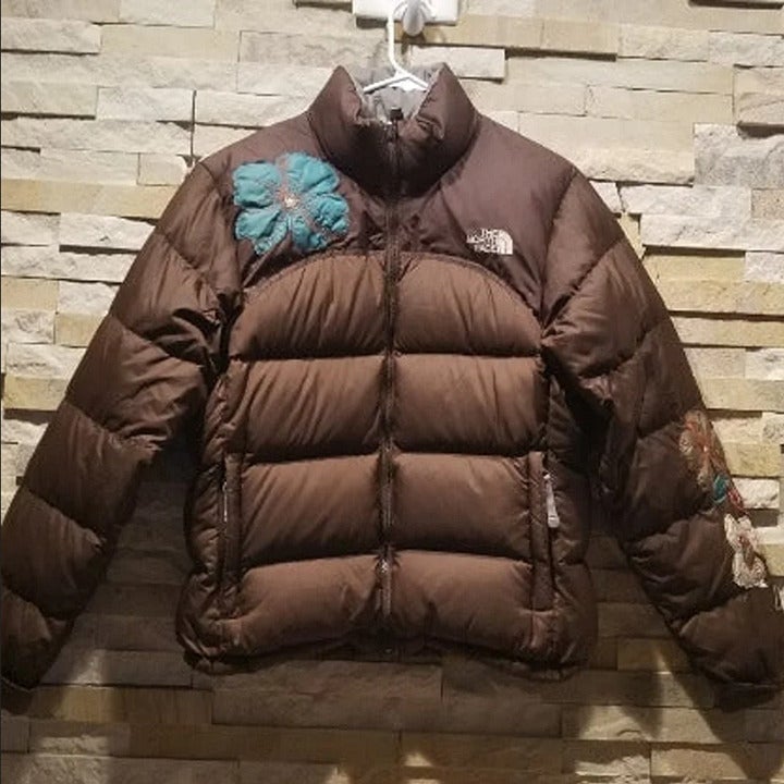 North Face Womens Small Brown Nuptse Jacket 700 Down Winter Puffer Coat 96 Puff