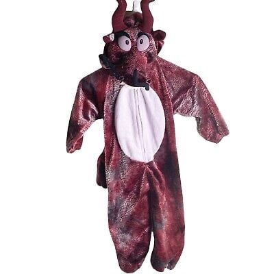 Dragon Hooded Jumpsuit Halloween Costume Kids Size large 5/6 Red Maroon unisex