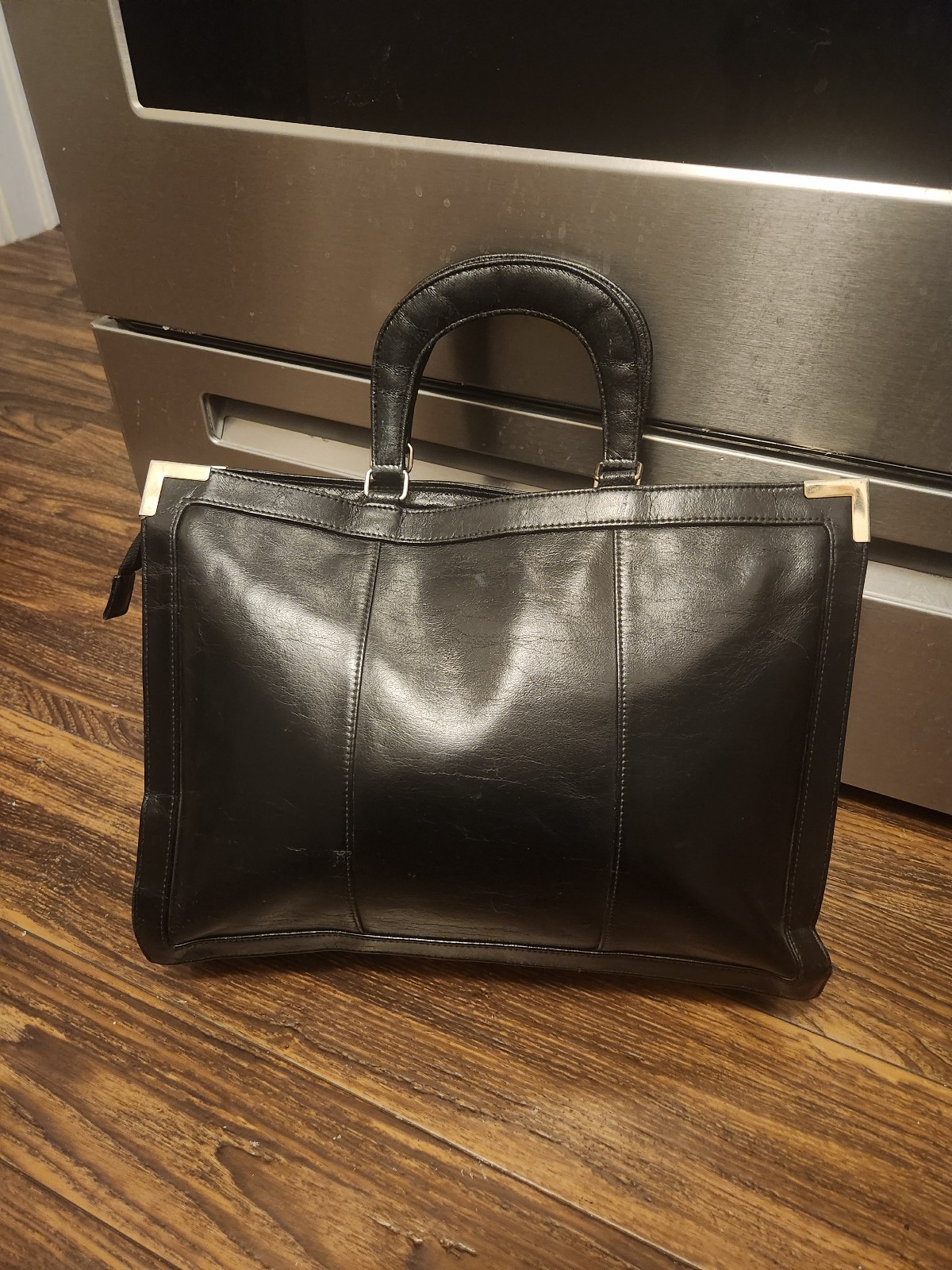 Ganson Black Leather Short Handle Satchel Case WOWZA!