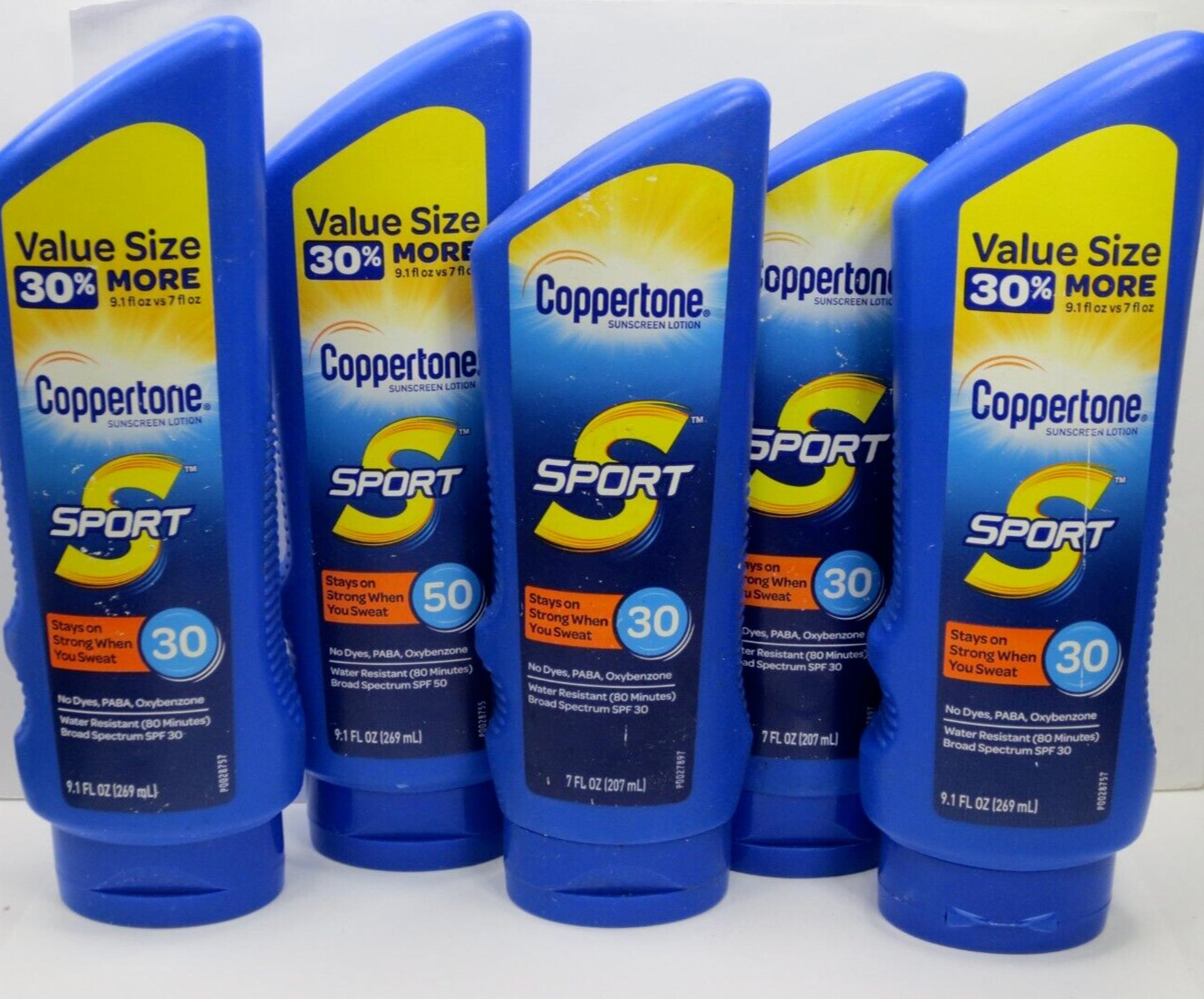 COPPERTONE 5 GREAT VALUE ASSORTED SPORT SUNSCREENS *SEE DETAILS*