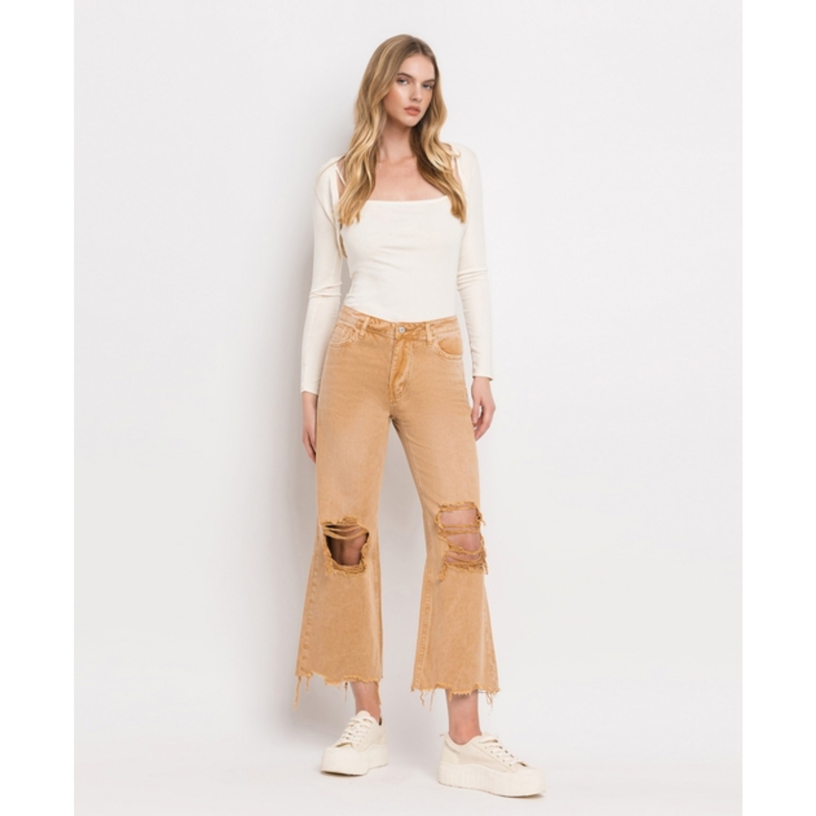Vervet Kiss of California 90's Vintage Super High Rise Crop Flare Jeans