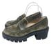 Stuart Weitzman Soho Loafers Platform Slip On Shoe Velvet Green Women's Size 8.5