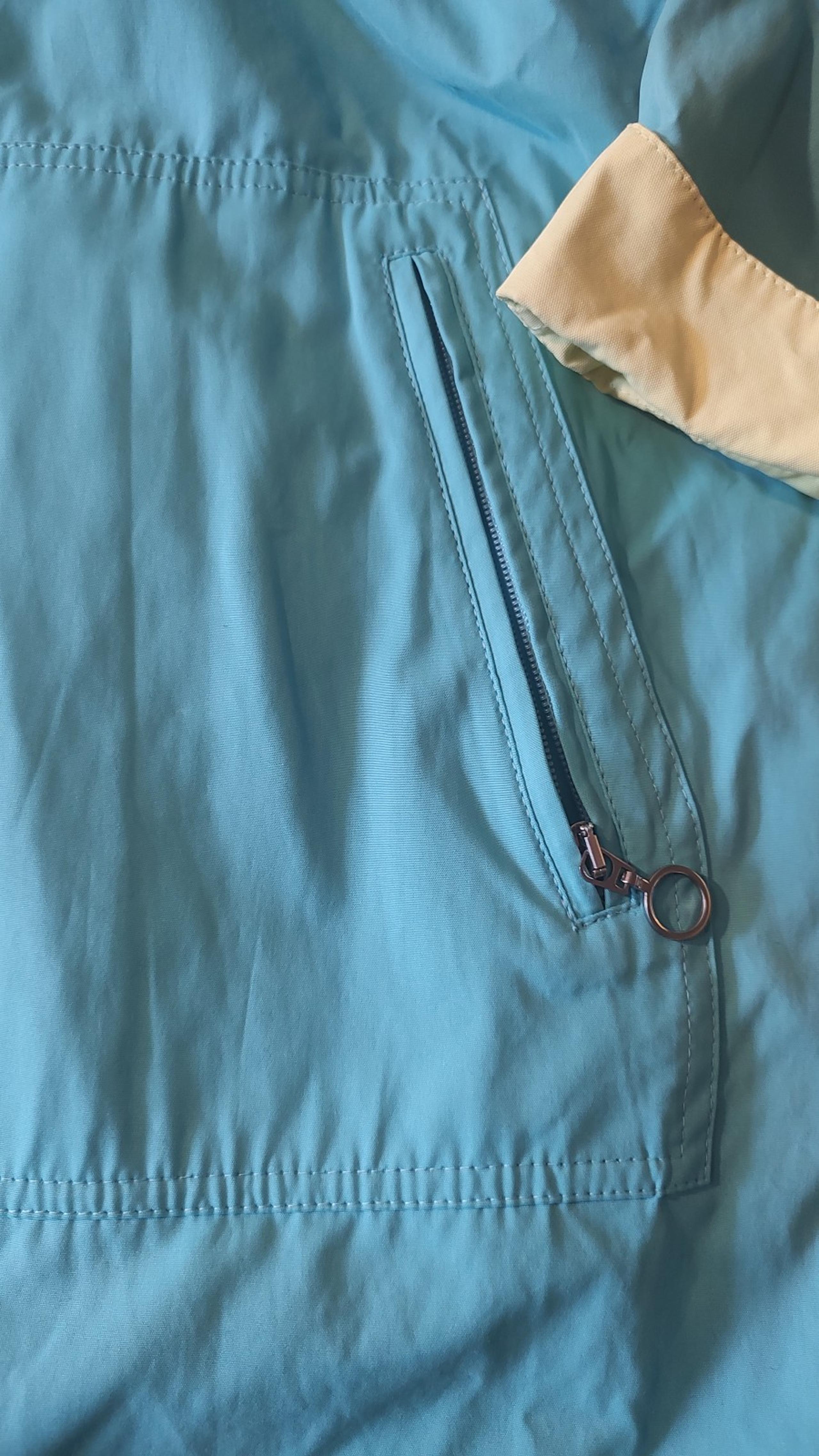 Talbots Women's Size 1X Double Sided Hooded RainCoat Teal/Yellow
