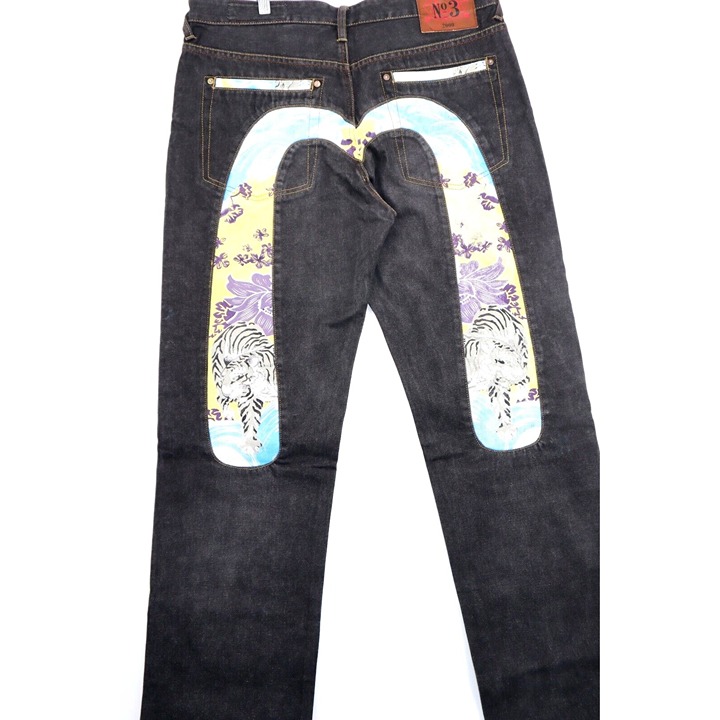 Edison Evisu Tiger Patch Sz 36 Men Straight Wide Leg 5