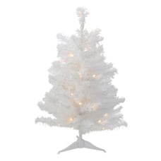 Christmas - 3' White Pine Pre-Lit LED Artificial Christmas Tree with Clear Light
