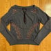 Patrizia Pepe Firenze Sweatshirt Top Wide Neck Sequin Rhinestone Blue 6 blouse