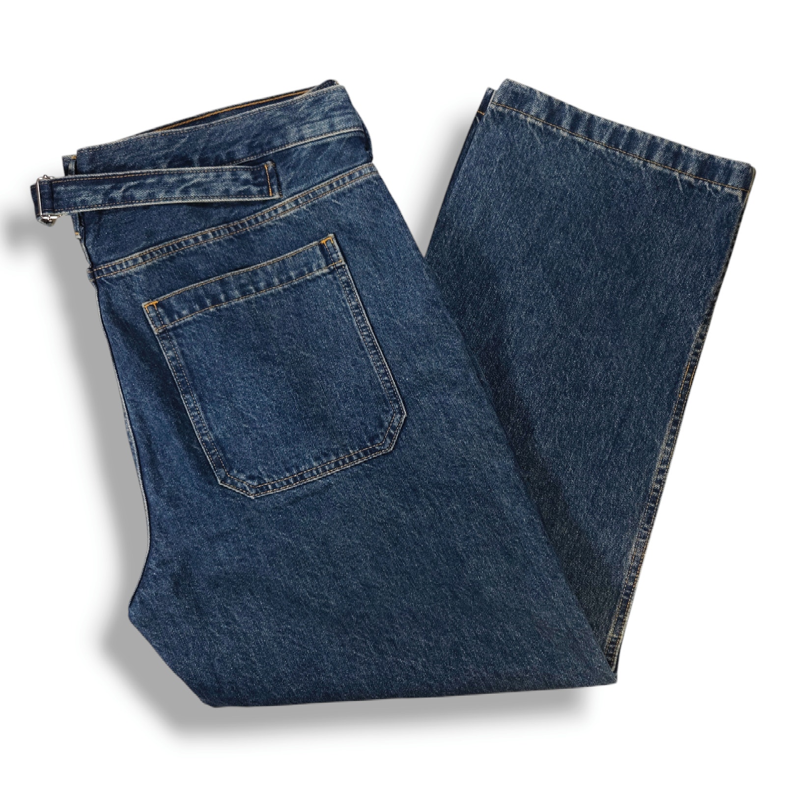NWOT Everlane The Cinch Back High Rise Utility Denim Jeans Sz. 33x28 Dark Indigo