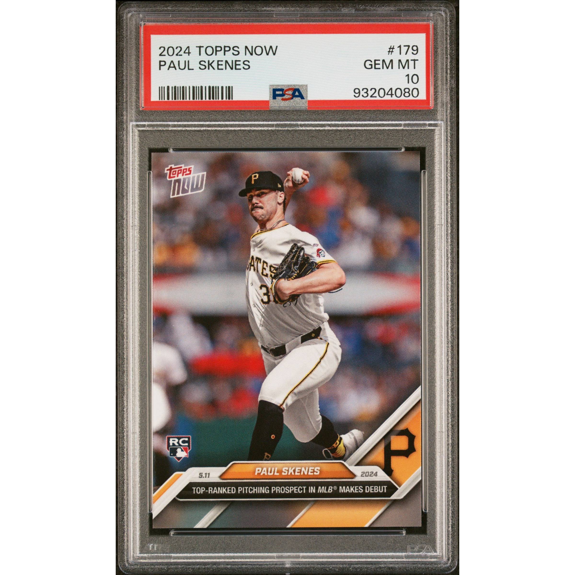 Graded 2024 Topps Now Paul Skenes #179 Major League Debut Rookie Card PSA 10