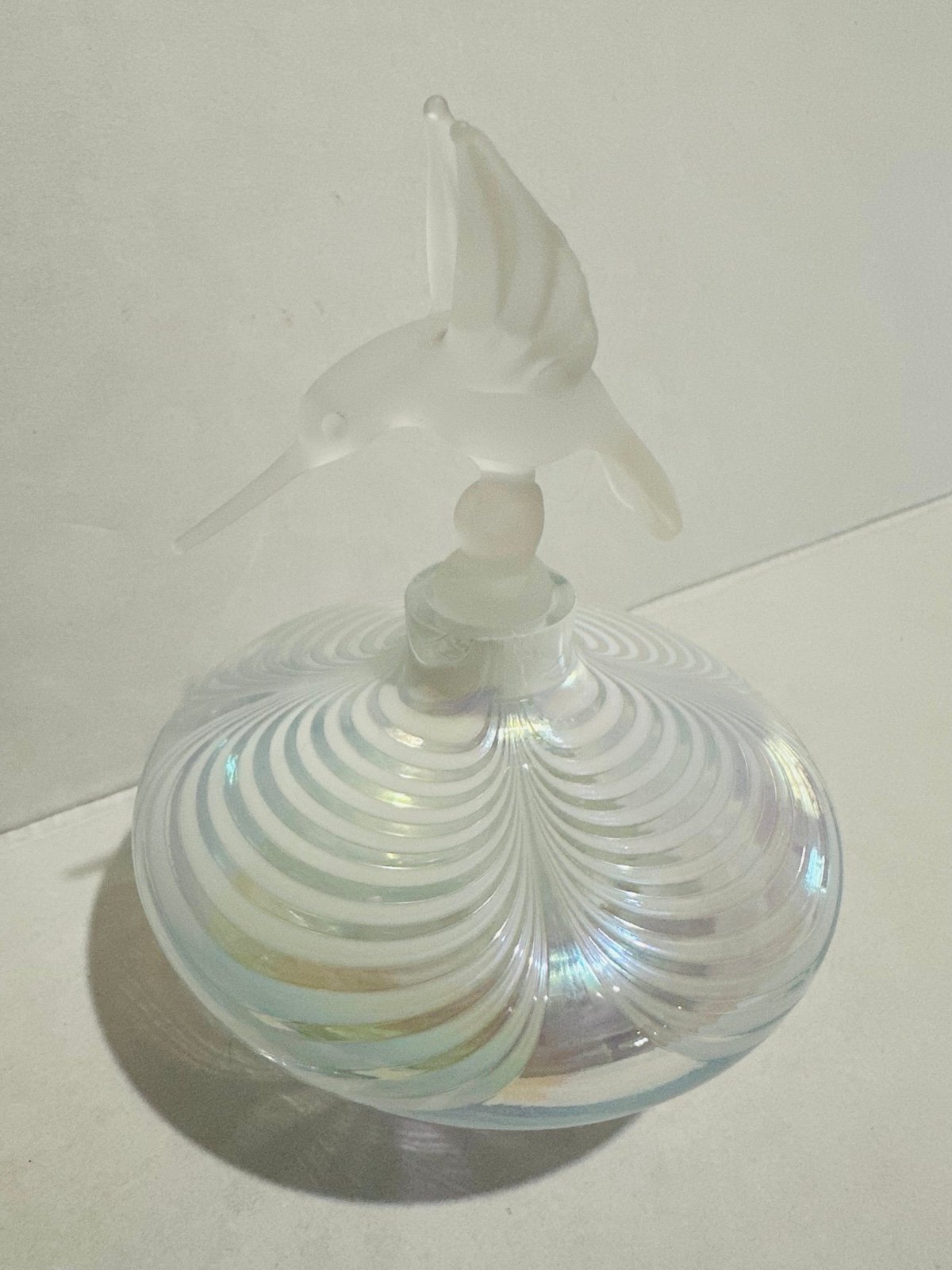 Stunning Iridescent Vintage Hummingbird Perfume Bottle