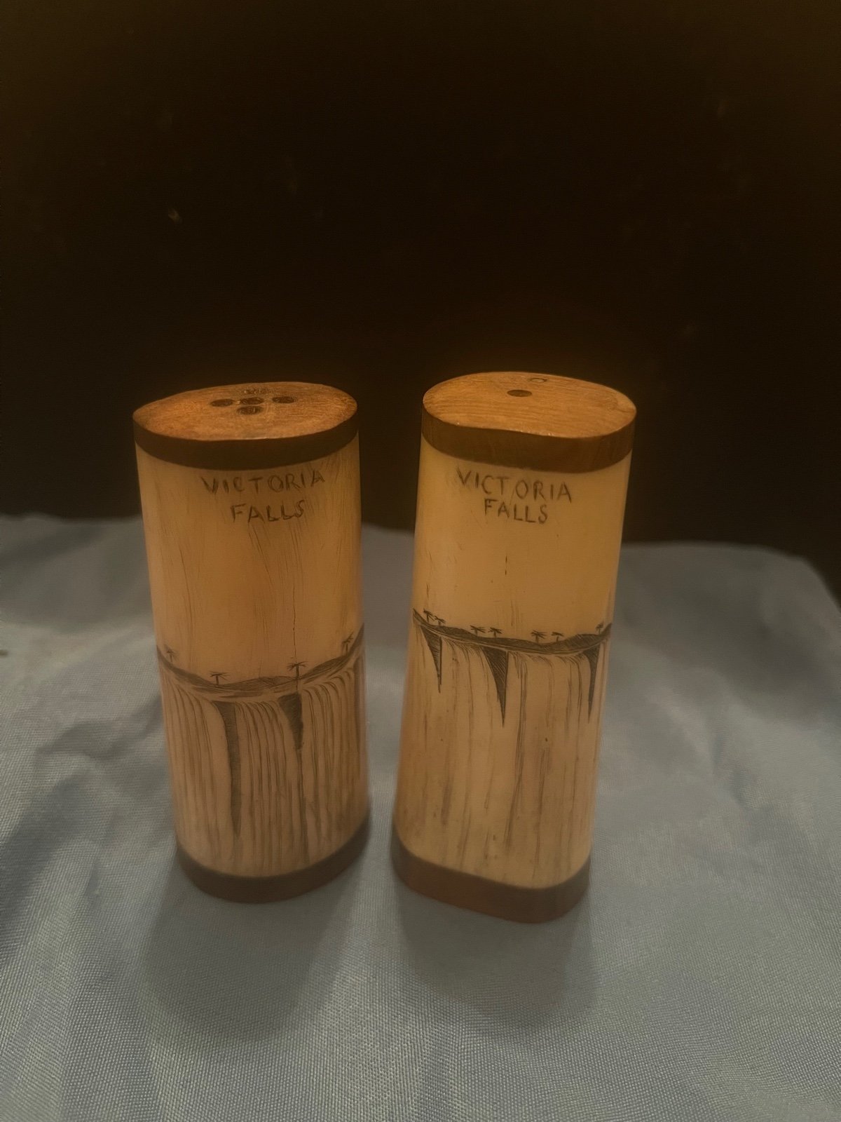 African Bone/wood/horn salt and pepper shakers